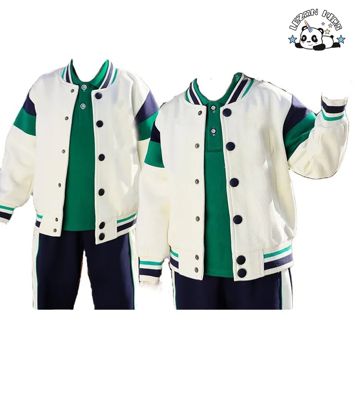 LEZONKIDS - Customize Children's Clothing Set Girls' Sportswear Boy's Bomber Two-Piece Set for Spring and Autumn